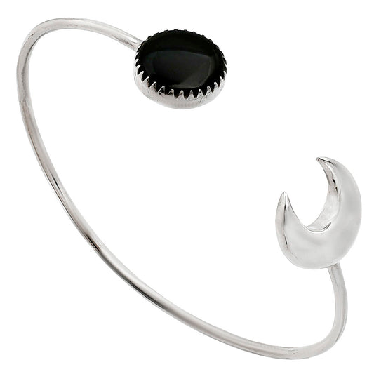 Premium Quality Crescent Moon Black Onyx Cuff Bangle Bracelet B-1046 23-EB10087