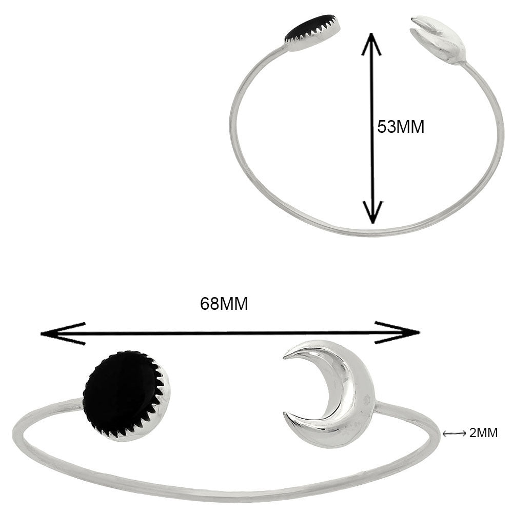 Premium Quality Crescent Moon Black Onyx Cuff Bangle Bracelet B-1046 23-EB10087