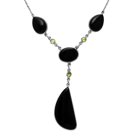Premium Quality Black Onyx - Brazil & Peridot Necklace N-1023 23-EN10062