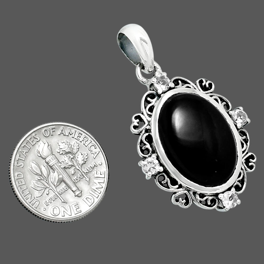 Premium Black Onyx & White Quartz Pendant P-1743 23-EP10104