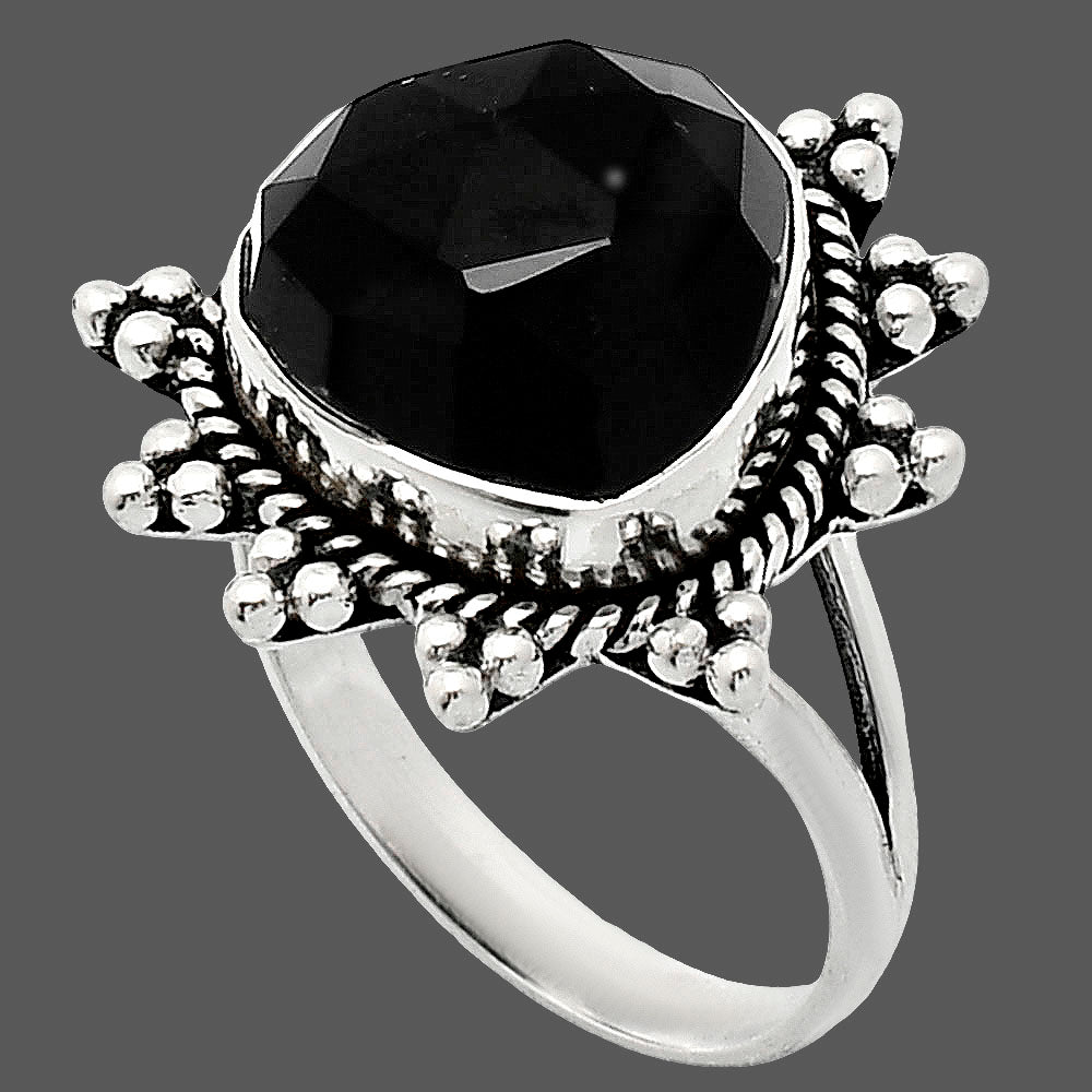 Premium Quality Black Onyx Checker - Brazil Ring size-10 R-1234 23-ER10309