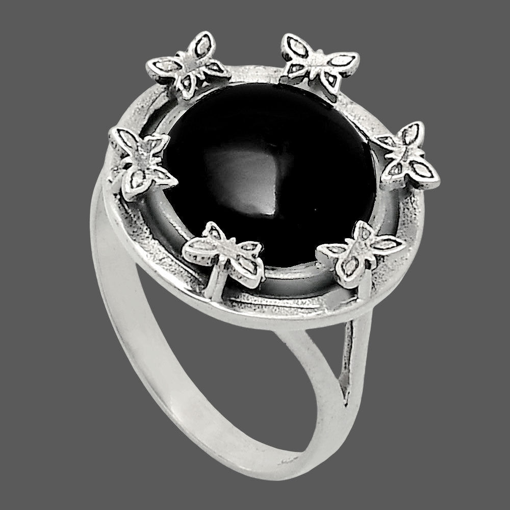 Premium Quality Natural Black Onyx Ring size-9 R-1716 23-ER10313