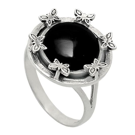 Premium Quality Natural Black Onyx Ring size-9 R-1716 23-ER10313