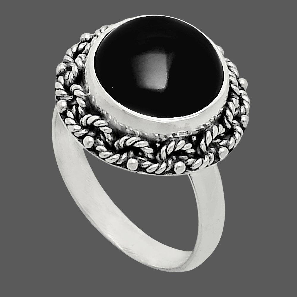 Premium Quality Natural Black Onyx Ring size-8 R-1266 23-ER10318