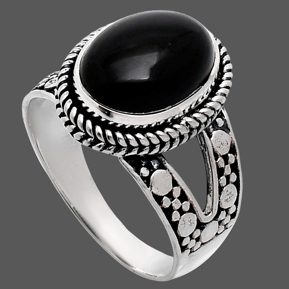 Premium Quality Natural Black Onyx Ring size-9.5 R-1732 23-ER10328
