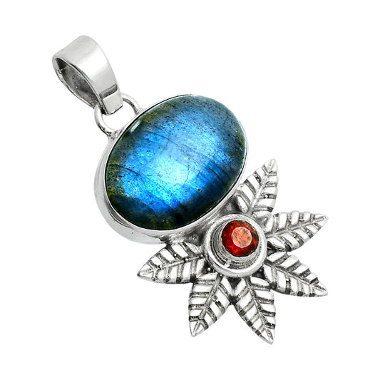 Premium Quality Blue Fire Labradorite & Garnet Pendant P-1425 24-EP10109