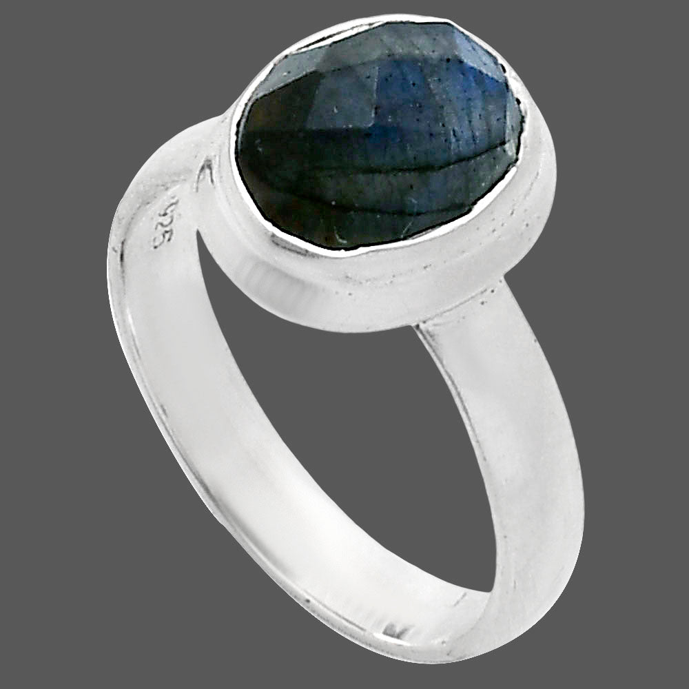 Premium Quality Blue Labradorite Checker Ring size-6 R-1007 24-ER10418