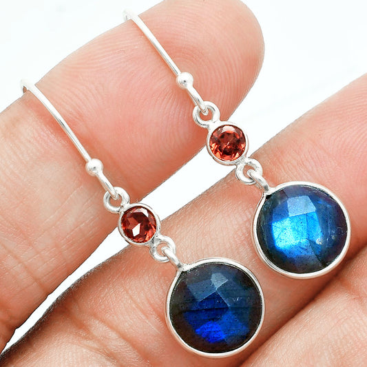 Premium Quality Blue Labradorite & Garnet Pendant Earrings Set T-1010 24-ET10023