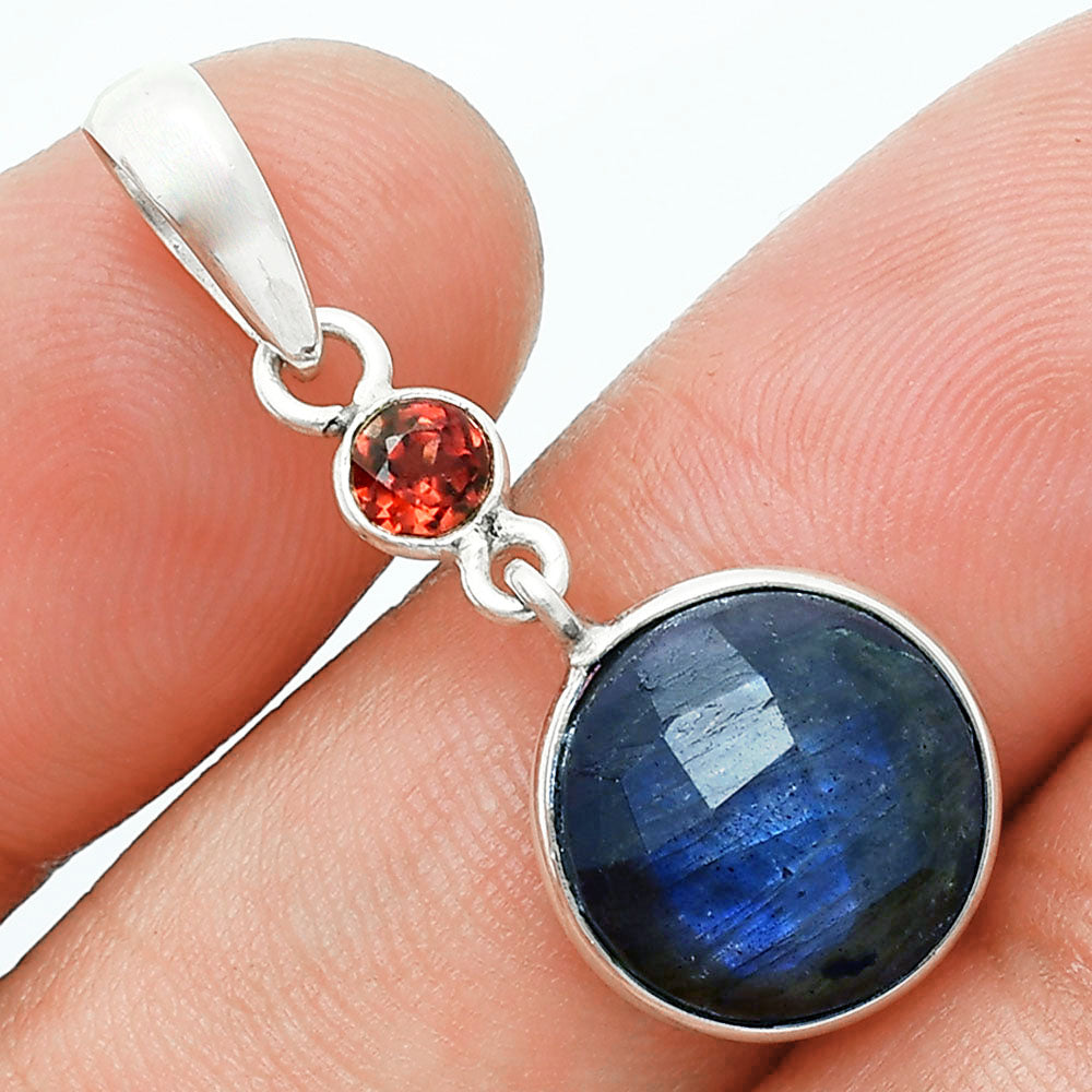 Premium Quality Blue Labradorite & Garnet Pendant Earrings Set T-1010 24-ET10024