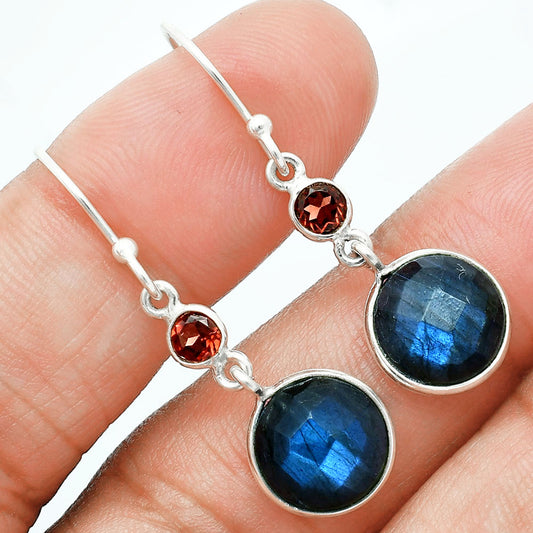 Premium Quality Blue Labradorite & Garnet Pendant Earrings Set T-1010 24-ET10024