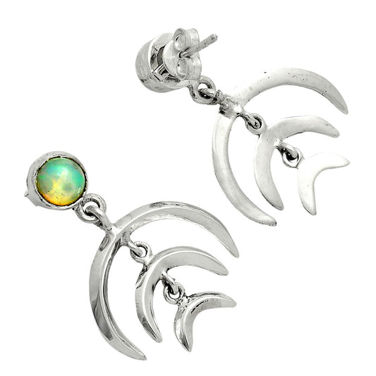 Premium Crescent Moon - Ethiopian Opal Earrings E-1249 25-EE10244