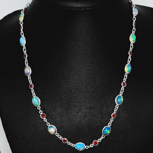 Premium Quality Ethiopian Opal & Garnet Necklace N-1024 25-EN10071