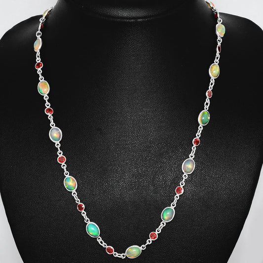Premium Quality Ethiopian Opal & Garnet Necklace N-1024 25-EN10072