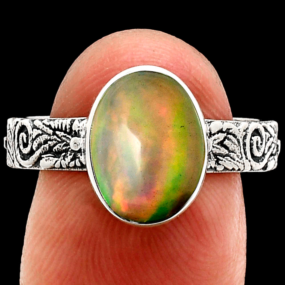 Premium Quality Ethiopian Opal Ring size-9 R-1055 25-ER10447