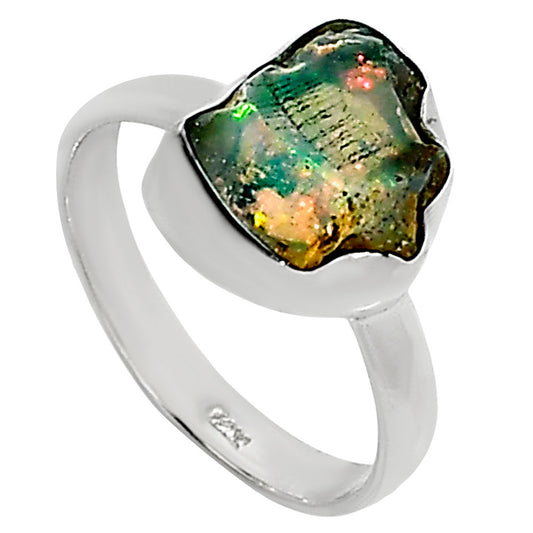 Ethiopian Opal Rough Ring size-8 R-1001 25-ER16017