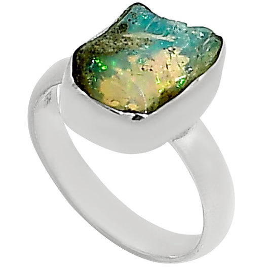 Ethiopian Opal Rough Ring size-6 R-1001 25-ER16161