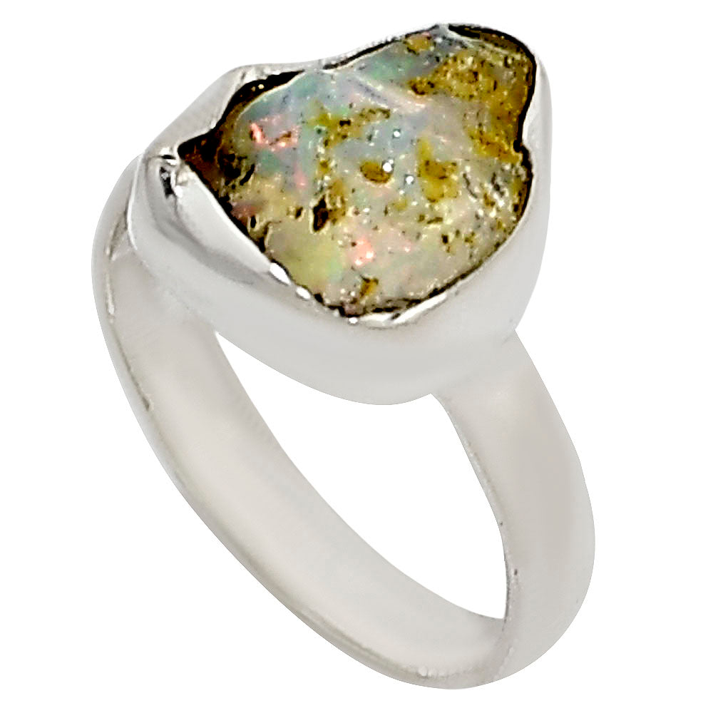 Ethiopian Opal Rough Ring size-6 R-1001 25-ER16169