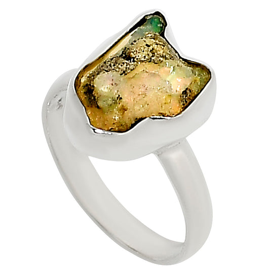 Ethiopian Opal Rough Ring size-8 R-1001 25-ER16227