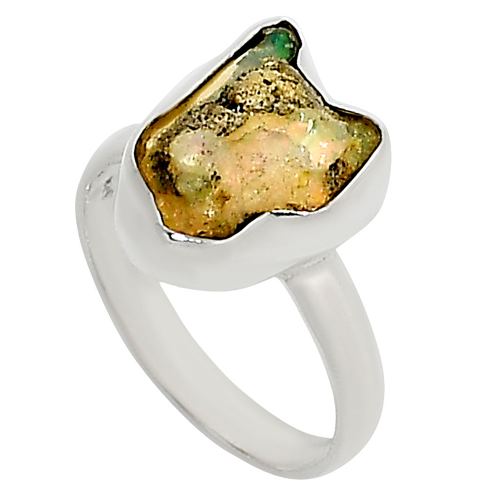 Ethiopian Opal Rough Ring size-8 R-1001 25-ER16227