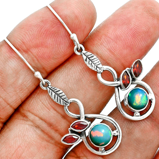 Premium Ethiopian opal & Garnet Pendant Earrings Set T-1013 25-ET10032