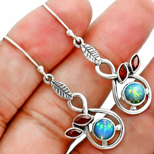 Premium Ethiopian opal & Garnet Pendant Earrings Set T-1013 25-ET10033