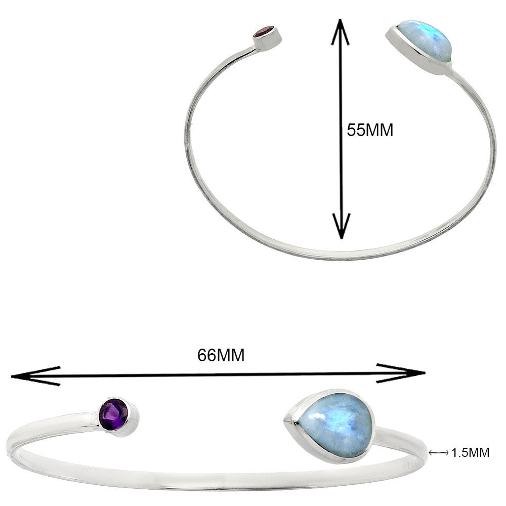 Premium Rainbow Moonstone & Amethyst Cuff Bangle Bracelet B-1004 26-EB10120