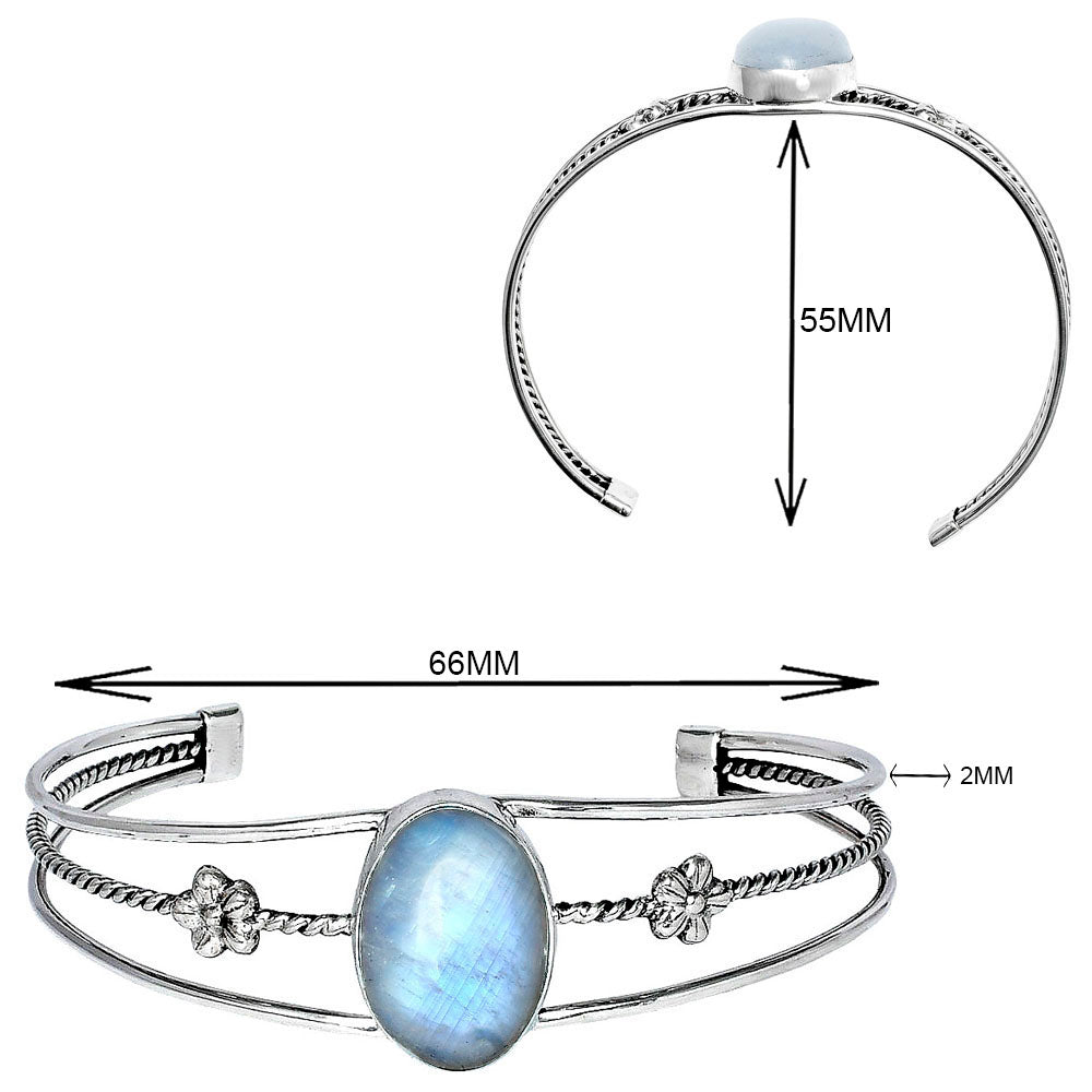 Premium Quality Rainbow Moonstone Cuff Bangle Bracelet B-1012 26-EB10148