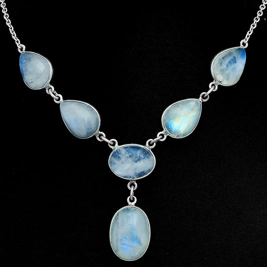 Premium Quality Rainbow Moonstone - India Necklace N-1013 26-EN10074