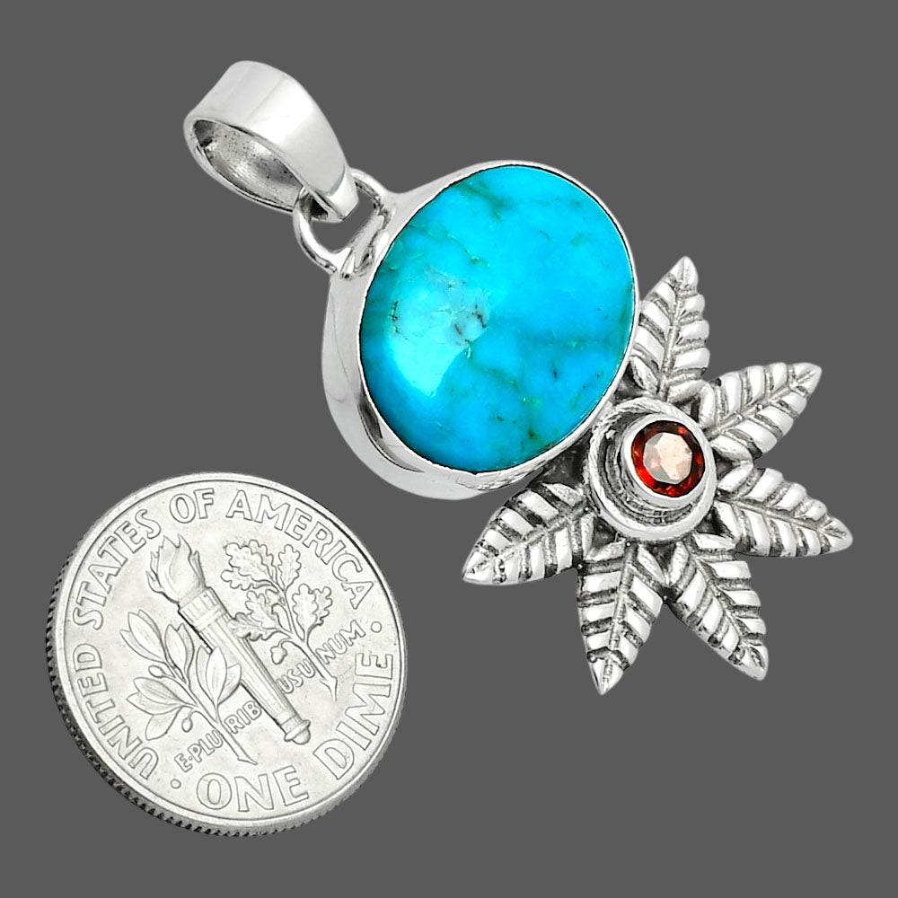 Premium Quality Rare Turquoise Nevada Aztec Mt, Garnet Pendant P-1425 27-EP10130
