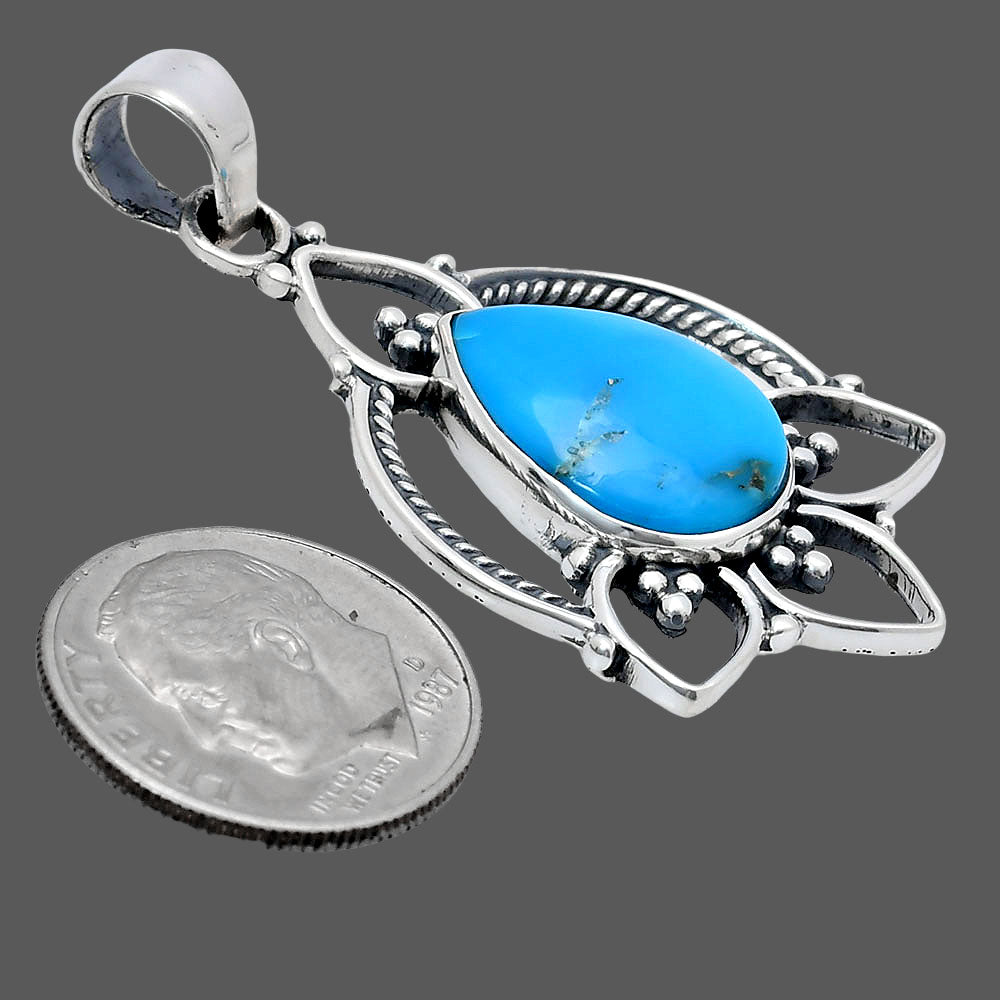 Premium Quality Turquoise Morenci Mine Pendant P-1444 27-EP10132