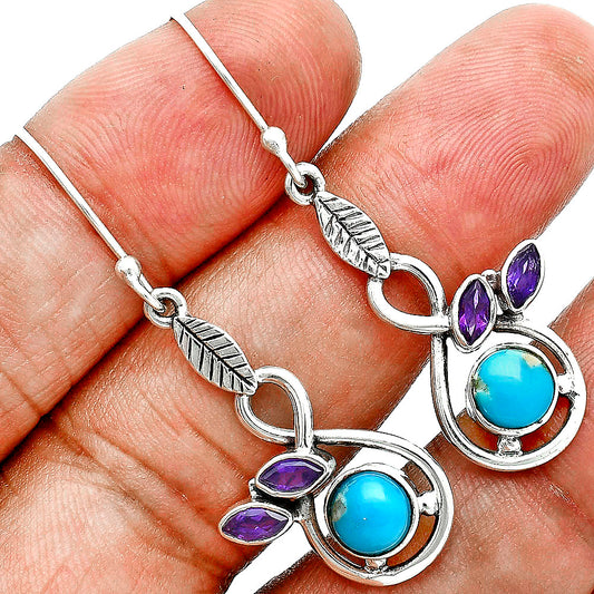 Premium Rare Turquoise Nevada & Amethyst Pendant Earrings Set T-1013 27-ET10045