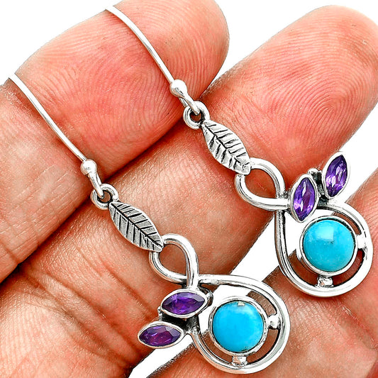 Premium Rare Turquoise Nevada & Amethyst Pendant Earrings Set T-1013 27-ET10046