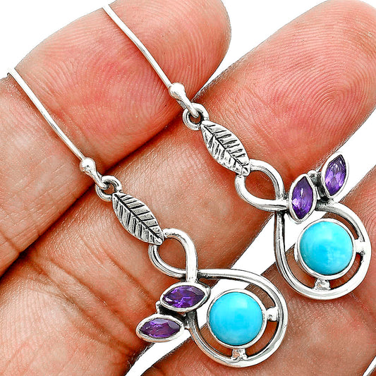 Sleeping Beauty Turquoise & Amethyst Pendant Earrings Set T-1013 27-ET10047