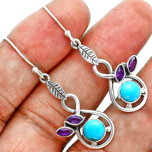 Sleeping Beauty Turquoise & Amethyst Pendant Earrings Set T-1013 27-ET10048