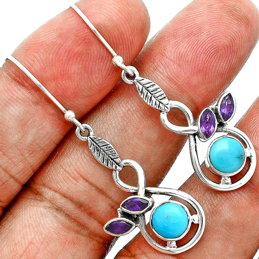 Sleeping Beauty Turquoise & Amethyst Pendant Earrings Set T-1013 27-ET10049