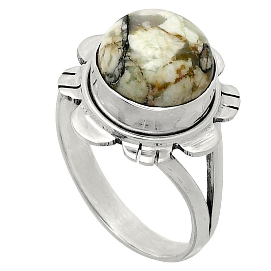 Premium Quality Authentic White Buffalo Turquoise Ring size-9 R-1342 28-ER11395