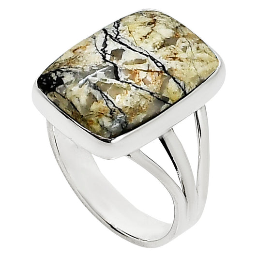 Authentic White Buffalo Turquoise Nevada Ring size-9 R-1003 28-ER15006