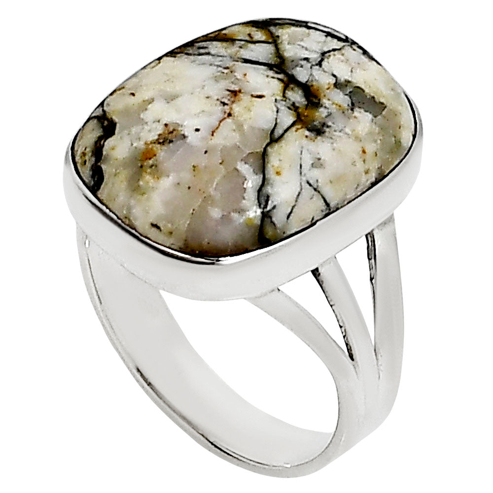 Authentic White Buffalo Turquoise Nevada Ring size-10 R-1003 28-ER15014