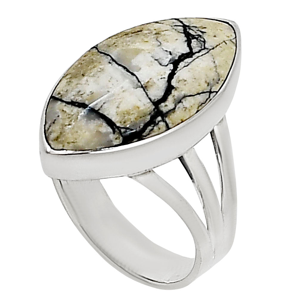 Authentic White Buffalo Turquoise Nevada Ring size-7 R-1003 28-ER15019