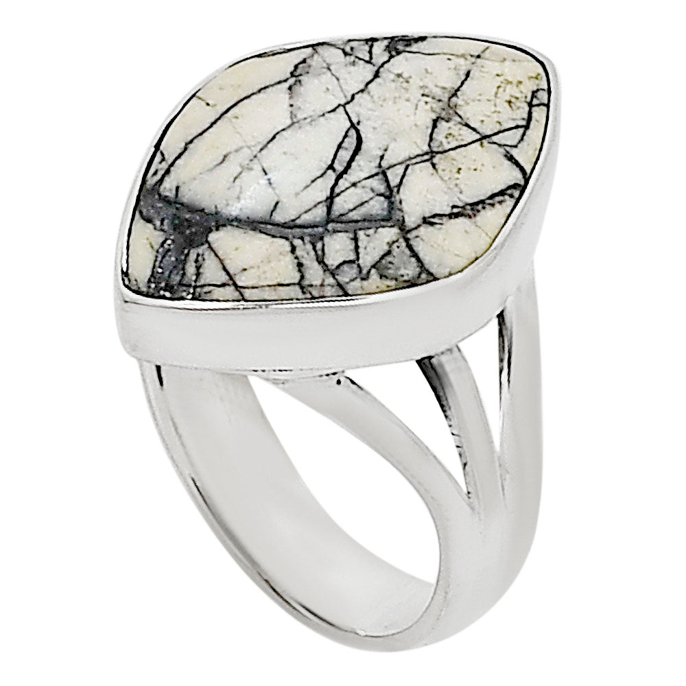 Authentic White Buffalo Turquoise Nevada Ring size-7 R-1003 28-ER15020