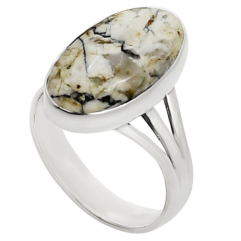 Authentic White Buffalo Turquoise Nevada Ring size-8 R-1003 28-ER15021