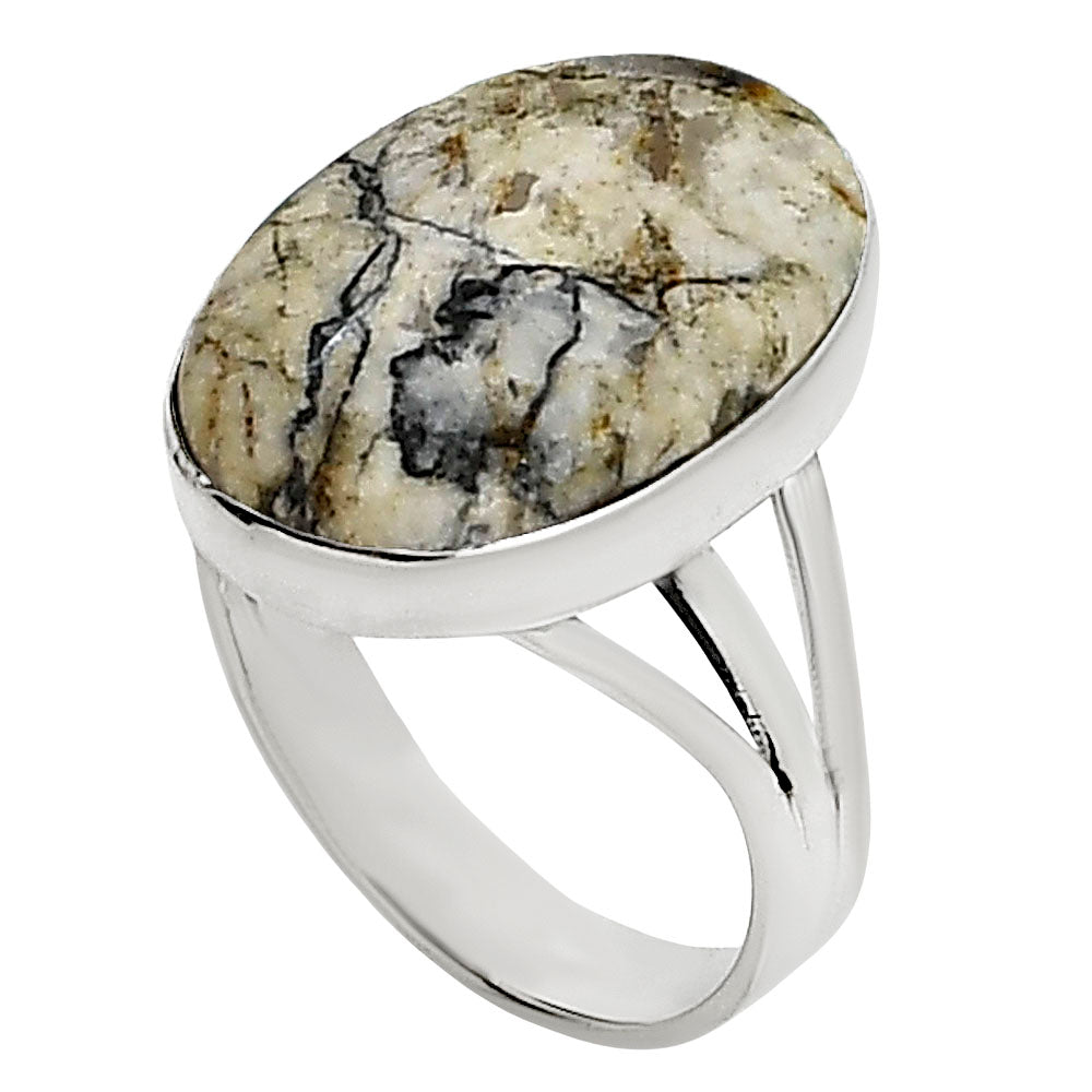 Authentic White Buffalo Turquoise Nevada Ring size-7 R-1003 28-ER15028