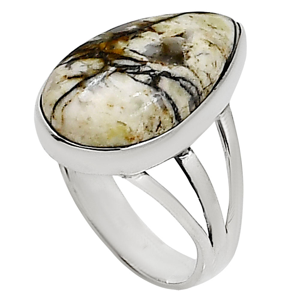 Authentic White Buffalo Turquoise Nevada Ring size-8 R-1003 28-ER15032