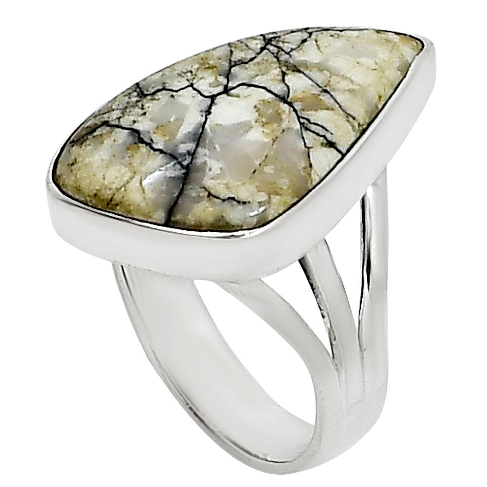 Authentic White Buffalo Turquoise Nevada Ring size-7 R-1003 28-ER15039