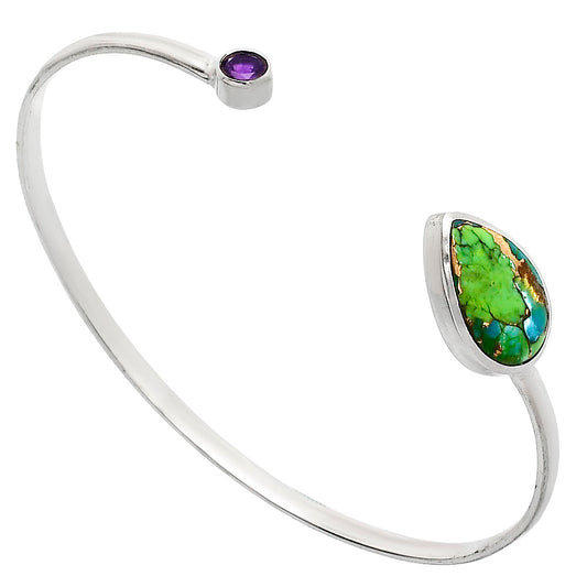 Blue Turquoise In Green Mohave & Amethyst Cuff Bangle Bracelet B-1004 29-EB10195