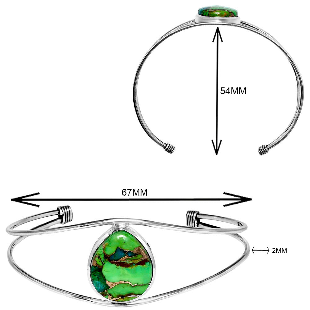 Premium Blue Turquoise In Green Mohave Cuff Bangle Bracelet B-1013 29-EB10200