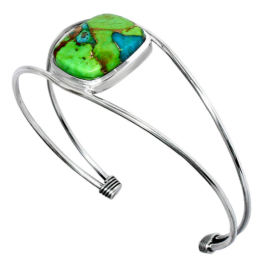 Premium Blue Turquoise In Green Mohave Cuff Bangle Bracelet B-1013 29-EB10201