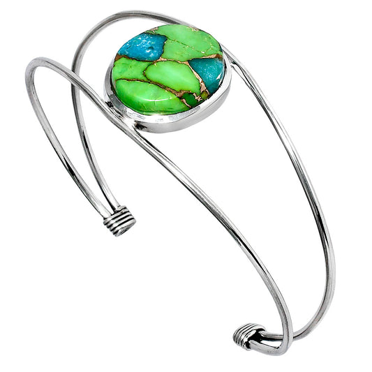 Premium Blue Turquoise In Green Mohave Cuff Bangle Bracelet B-1013 29-EB10202