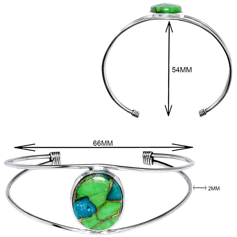 Premium Blue Turquoise In Green Mohave Cuff Bangle Bracelet B-1013 29-EB10202