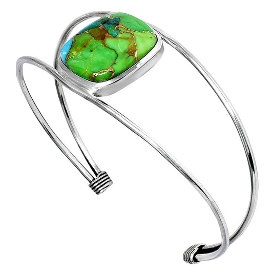 Premium Blue Turquoise In Green Mohave Cuff Bangle Bracelet B-1013 29-EB10204